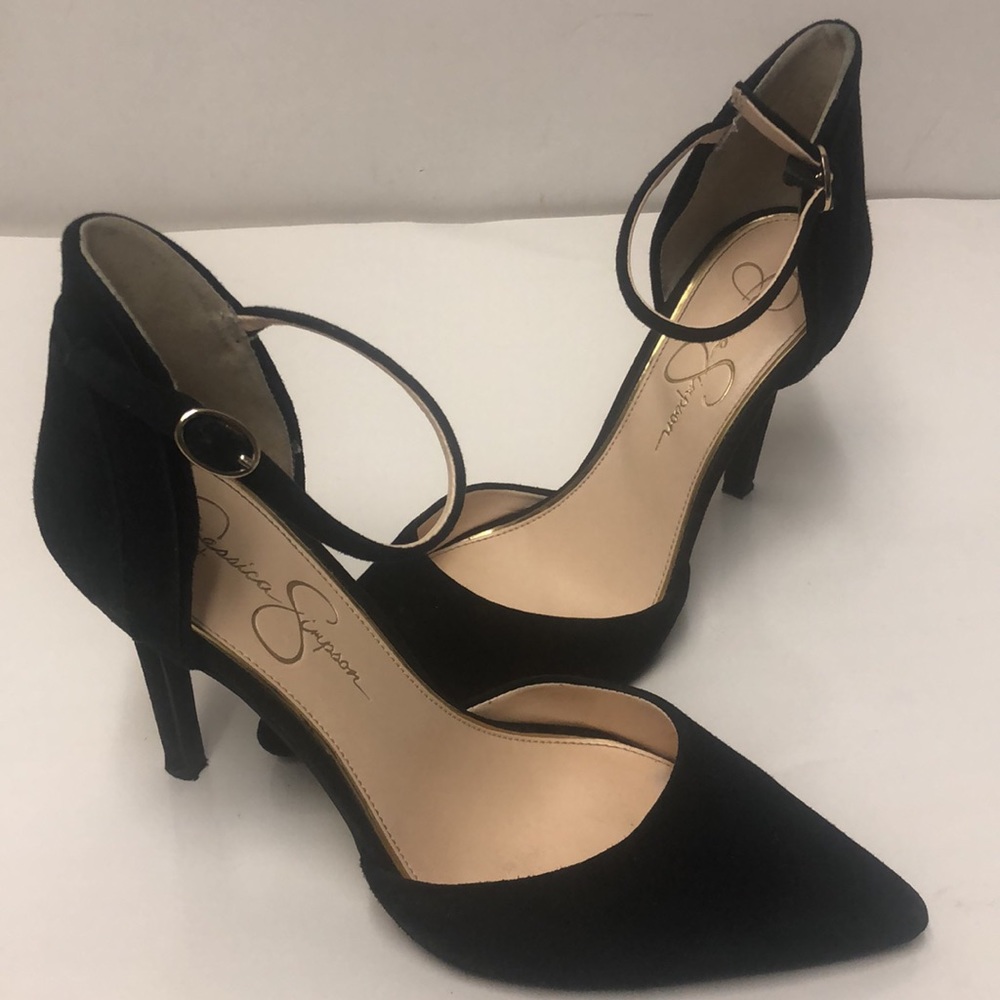 Jessica Simpson Carlette Heel Black Suede pump 8M - Picture 7 of 8